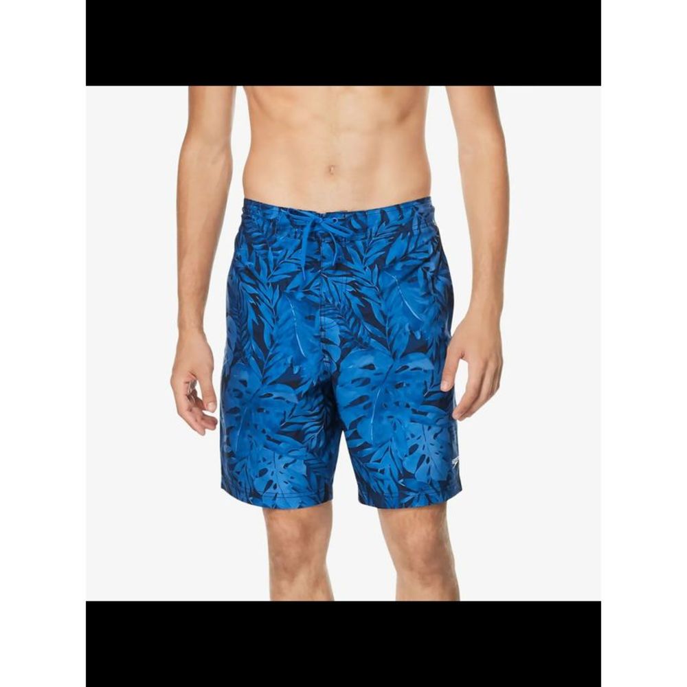SPEEDO Mens Blue Lined Printed Stretch Shorts S